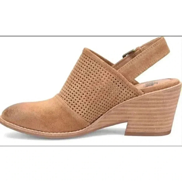 Sofft Sabie Womens 7.5 38.5 Suede Wedge Slingbacks Shoes Saddle Brown NEW - Picture 6 of 8